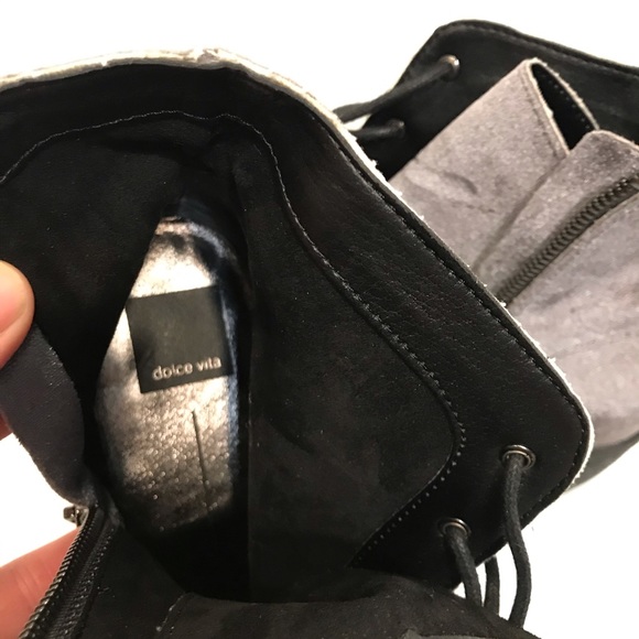 Dolce Vita Velvet Bardot Charcoal Combat Boots - Picture 8 of 8